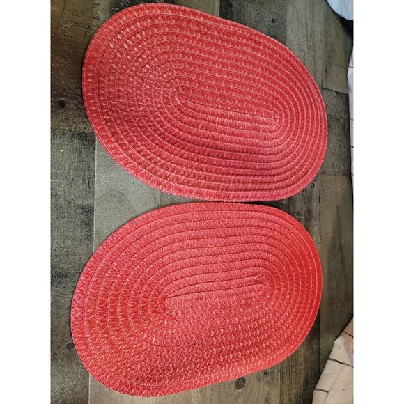 Red table placemat decor oval set - Picture 2 of 5